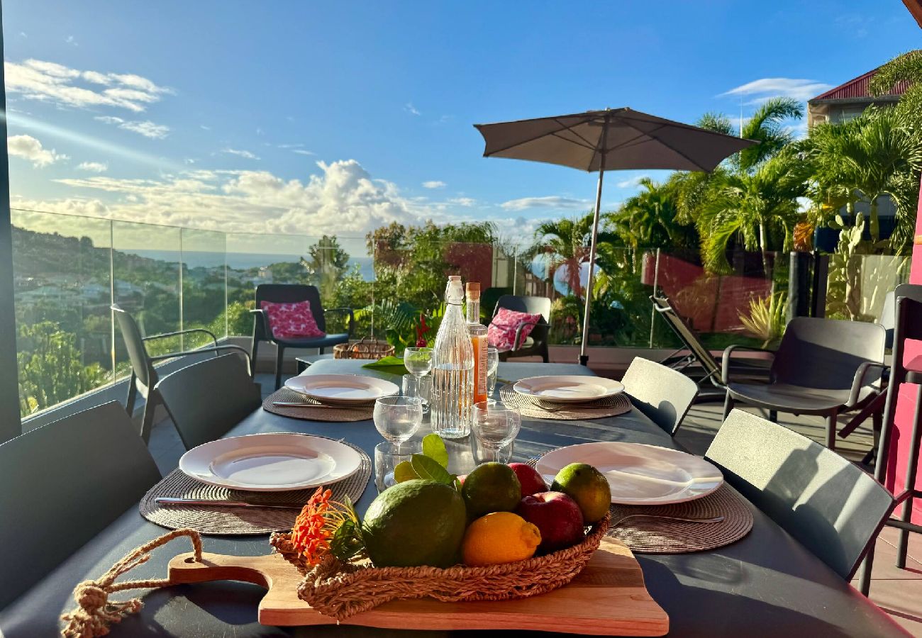 Apartment in Les Trois-Ilets - Apt PITAYA terrasse, vue mer, piscine privée, 2 ch